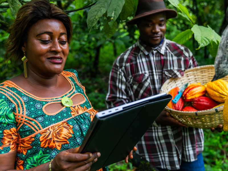 woman using agriculture technology
