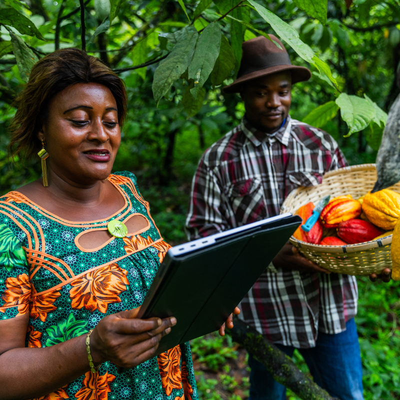 woman using agriculture technology