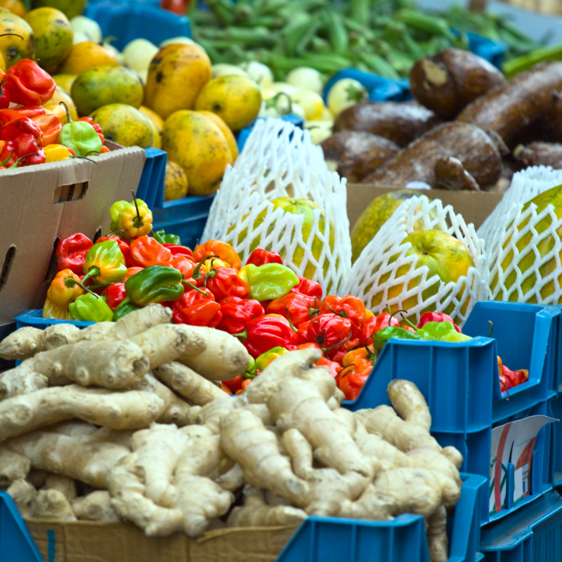 food items on display for sale